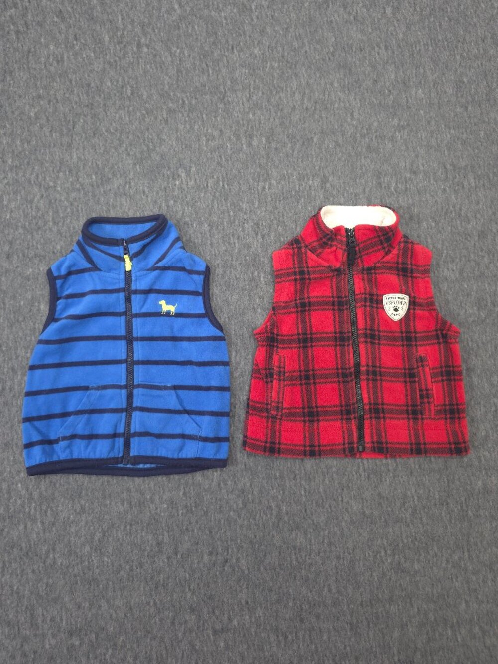 Carter's Baby Boys 6M Fleece Vest 2pc Bundle Plaid Striped Sherpa